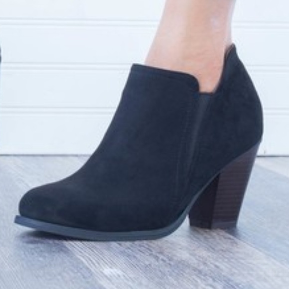 Black Faux Suede Ankle Booties - Picture 5 of 5